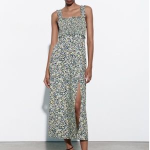 NWT LINEN BLEND FLORAL PRINT DRESS